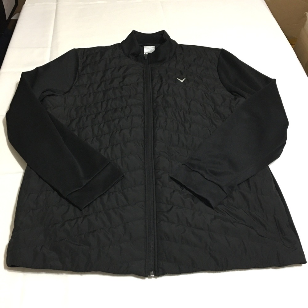 Callaway Quilted Full Zip Jacket Mens Large Black Mock Neck